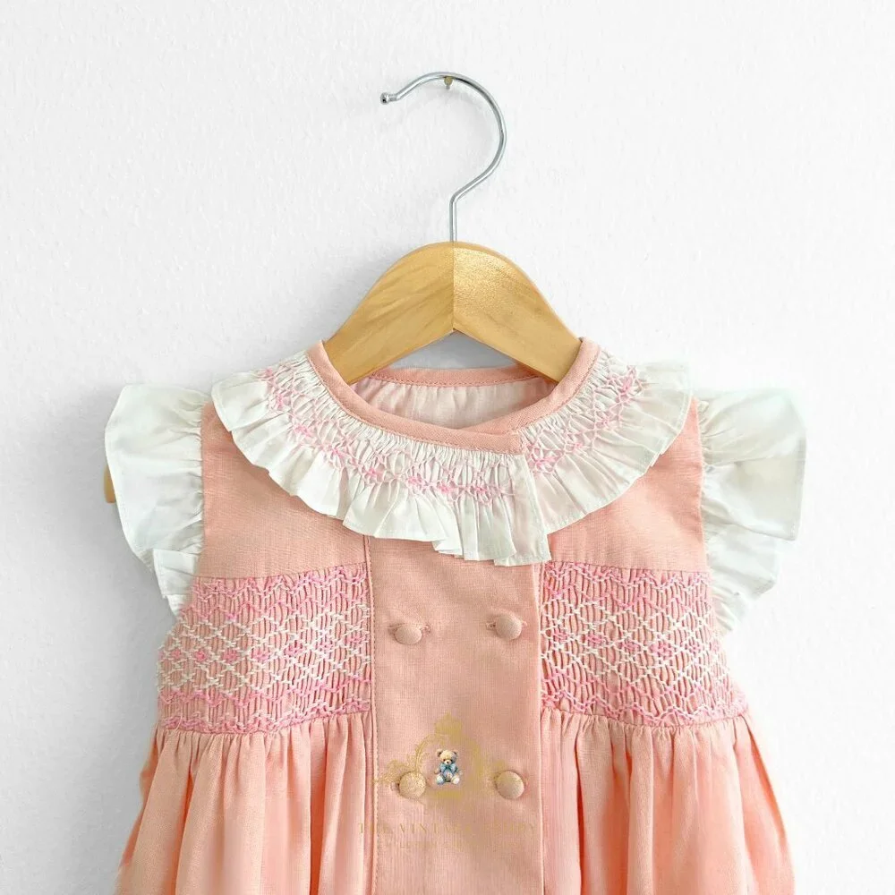 NWT Beautiful Girls Smocked Celebration Bubble Spanish Style Boutique Blush 9M